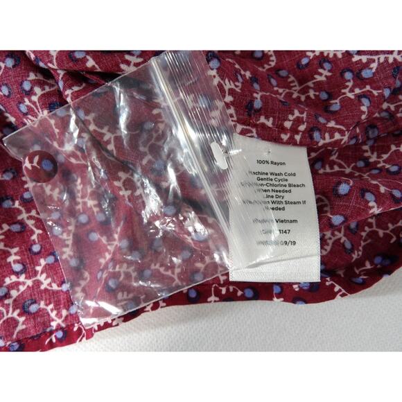 Talbots Plus X 0X Wrap Top Floral Burgundy Cottage Core Prairie Blouse New - Picture 15 of 16
